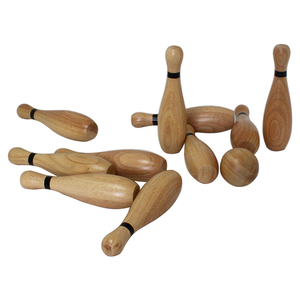 Houten Lawn <span class=keywords><strong>Bowling</strong></span> Set Klassiek Buitenspel voor Gezinnen Inclusief 10 Pins, Twee Houten Ballen en Draagtas - Product Image 2