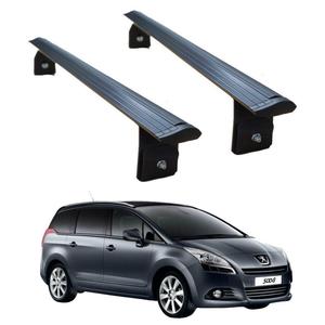 Barres transversales de toit en aluminium Peugeot 5008 2010-2017 Série Pratique Point de Fixation Noir Argent - Product Image 1
