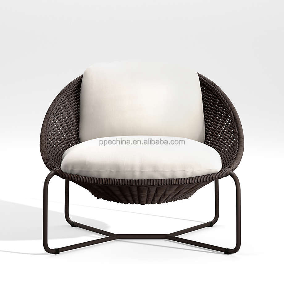 Luxury Unique design hotel patio handwoven leisure chair aluminum frame garden chair villa all-weather rope Chair