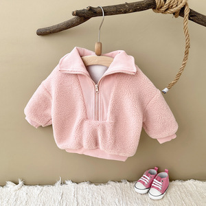 Maglietta in pile <span class=keywords><strong>rosa</strong></span> e kaki per neonati, bambini e bambine, unisex, calda, per l'inverno - Product Image 5