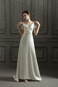 Abito <span class=keywords><strong>da</strong></span> Sposa Moderno in Raso Francese, Silhouette Classica Minimalista, Elegante Vestito <span class=keywords><strong>da</strong></span> <span class=keywords><strong>Cerimonia</strong></span> per Donne - Product Image 6