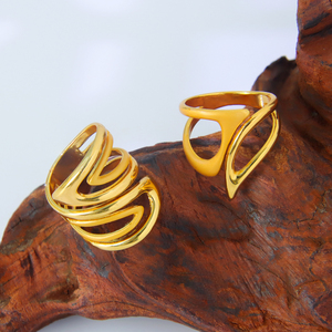 2026 Golden Frosted Ladies <b>Rings</b> Wholesale 21k Gold Plated Italian Geometric Open <b>Finger</b> <b>Ring</b> Jewelry for Women Gift - Product Image 5