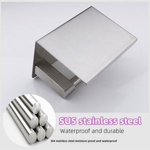 ที่ใส่กระดาษสแตนเลสสตีลทรงสี่เหลี่ยมสีดำทันสมัยสำหรับใช้ในห้องน้ำดีไซน์แบบไม่ต้องเจาะ - Product Image 3