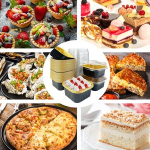 Hộp đựng bánh nhỏ dùng một lần 150ml có thể tái chế, làm bằng nhôm, có nắp, hình vuông, chất liệu giấy bạc nhôm PET, dùng để nướng bánh và bảo quản thực phẩm - Product Image 4