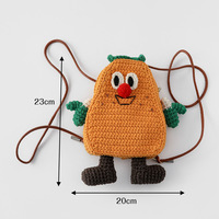 Sac bandoulière en polyester fait main, motif champignon à grosse tête et peau de radis, sac à dos poupée aux grands yeux 22x7x20cm CN