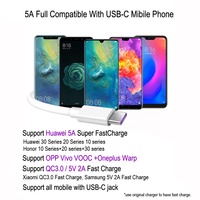 Support Premium VOOC Warp Dash 5A Charge rapide 1M USB Type C câble de données de charge super rapide pour Oneplus 1 + Oppo Vivo Huawei