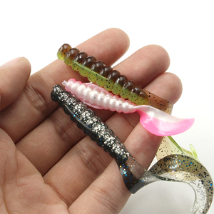 Selco màu sắc đôi xoắn đuôi mềm Worm câu cá thu hút Bionic thiết kế cá bass Mồi Câu Cá Worm câu cá mềm thu hút - Product Image 1