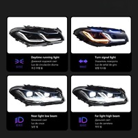 Faros Delanteros HETOP F10 2010-2017, Actualización Serie 5, Versión de Doble Color Amarillo y Blanco, Faros LED DRL para BMW