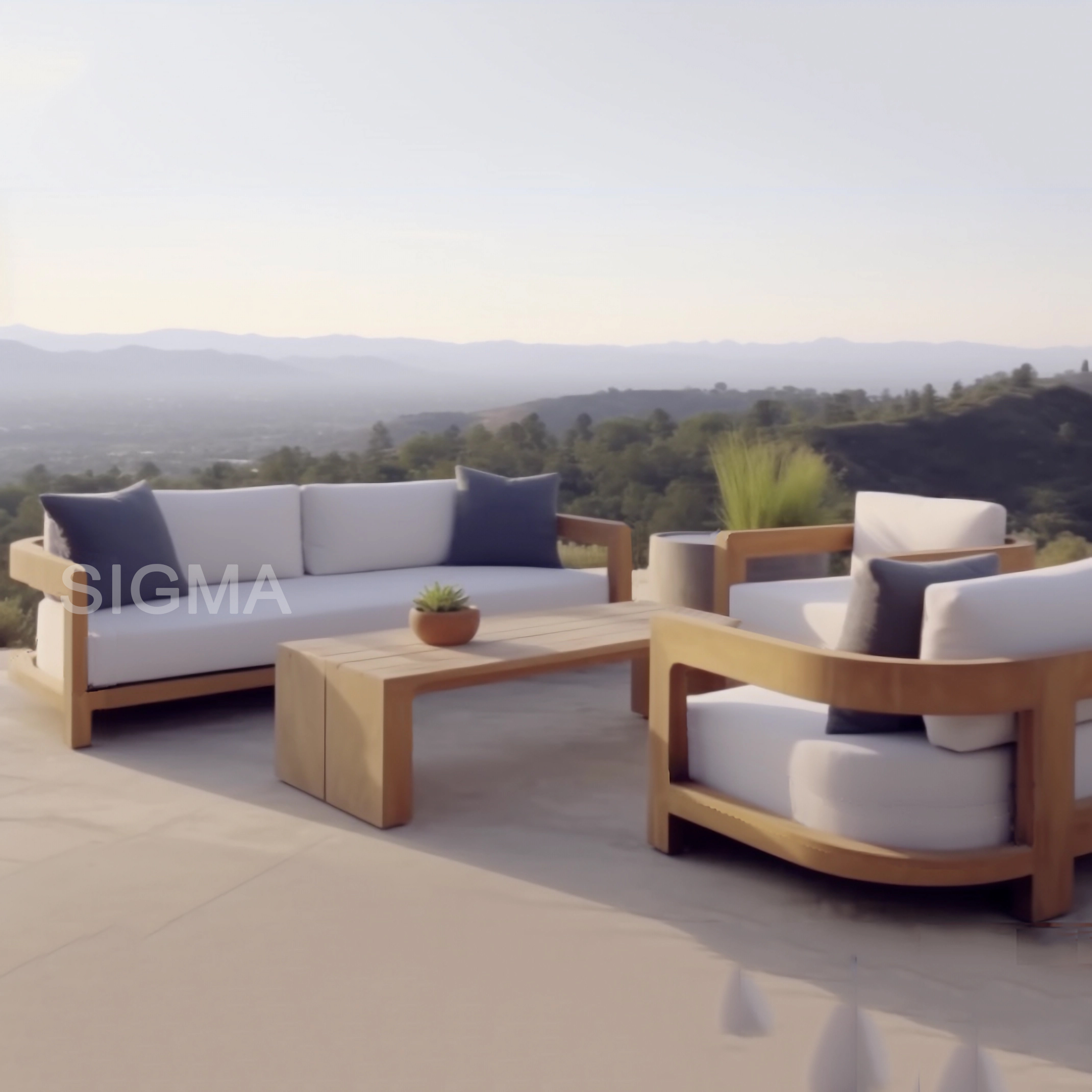 New fashion garden sets luxury outdoor lounge teak loveseat thick cushion sofa
