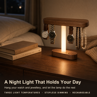 Lampe de chevet suspendue avec porte-bijoux en noyer massif, trois couleurs, intensité réglable, rechargeable, décoration d'intérieur, design Art Déco