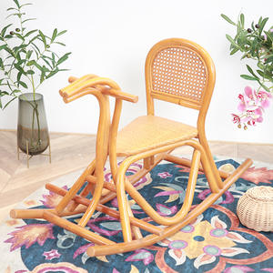 Cheval à Bascule en Rotin Vintage, <span class=keywords><strong>Jouet</strong></span> Animal pour Enfant, Cheval à Bascule en Rotin Durable et Sûr - Product Image 2
