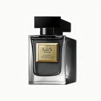 Flacon de parfum de luxe pour homme, boîte en verre 100 ml, forme plate avec logo personnalisé, design unique vert et or, par le fabricant