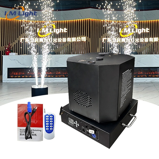 LM 1300W DMX 360 Degrees Double Head Rotating Fireworks Cold Spark Machine for Wedding Party DJ Disco Stage Equipment