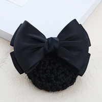 Personnel de service féminin hôtesses de l'air noir rouge bleu marine satin cheveux arc queue de cheval cheveux net cheveux accessoires pour femmes