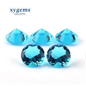 xygems Wholesale synthetic navy glass gems of 8.0mm round brilliant cut for jewelry