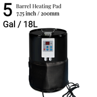 Tapis chauffant pour fût de 5 gallons de 7,75 pouces, imperméable, électrique, pour fût d'huile, avec contrôle de la température, utilisation extérieure, portable, 800W