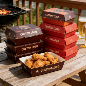 กล่องกระดาษแบบกำหนดเองสำหรับอาหารแบบนำกลับบ้าน กล่องอาหารกลางวันแบบใช้แล้วทิ้ง เกรดสำหรับอาหาร บรรจุภัณฑ์อาหารแบบกำหนดเอง - Product Image 3