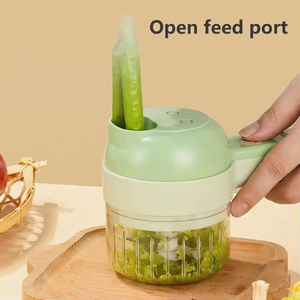 4 1 Coupe-légumes électrique portable Hachoir rechargeable pour poivre, ail, oignon, acier inoxydable Matériau plastique - Product Image 2