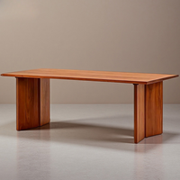 Table de salle à manger en bois massif de style Mid-Century, plateau en dalle de bois, pieds rectangulaires, bureau de conférence pour salle d'exposition