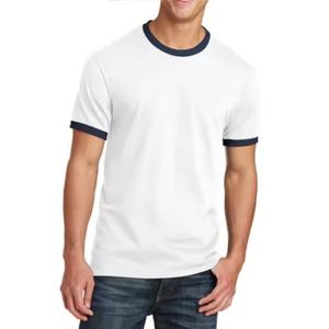Camiseta <span class=keywords><strong>de</strong></span> Manga Corta Personalizable <span class=keywords><strong>de</strong></span> Algodón <span class=keywords><strong>de</strong></span> Punto, Color Sólido Informal, Color <span class=keywords><strong>de</strong></span> Contraste, Versátil, Estilo Retro para Hombre - Product Image 2