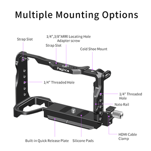 Gabbia per fotocamera con struttura protettiva in lega di alluminio con manico superiore in legno per 6700 Sony alfa - Product Image 4