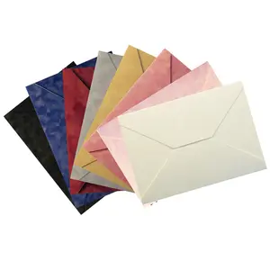 Luxury Bulk Muti Colors Suede Paper Velvet Envelope Invitation Card For Weddings Party Decoration