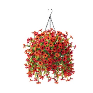 Chrysanthèmes artificiels en panier suspendu, fleurs en soie pour décoration extérieure, décoration de mariage - Product Image 5