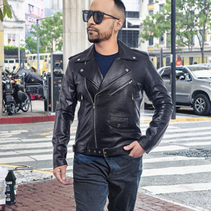 Autumn Europe America New <b>Men</b> Clothing Trend Standing Collar Fashion Slim Fit <b>Men's</b> Leather <b>Jacket</b> <b>Canvas</b> Fabric Plain Dyed - Product Image 4