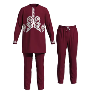 Ensemble de costume africain pour <span class=keywords><strong>homme</strong></span> <span class=keywords><strong>Boubou</strong></span> Dashiki 2 pièces Chemise à manches longues et <span class=keywords><strong>pantalon</strong></span> en coton Grande taille - Product Image 6