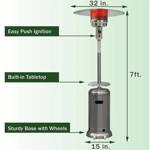 GNEE GN-OH-016-P Chauffe-terrasse au gaz moderne autoportant en acier inoxydable de haute qualité 13KW avec allumage par impulsions pour chauffage extérieur - Product Image 4