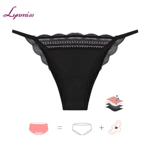 Wholesale 4 Layers Low Waist High Absorb Sewing Women Leak Proof Teen Panties Menstrual Thong Underwear Girls Period Thong