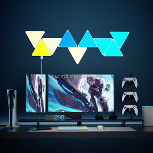 3-23Pcs Wifi <span class=keywords><strong>Bluetooth</strong></span> Ứng Dụng Điều Khiển DIY LED Tam Giác Đèn Tấm Âm Nhạc Đồng Bộ RGB Màu Lượng Tử Tường Ánh Sáng Phòng Chơi Game Đèn - Product Image 4