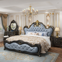 Muebles de Dormitorio Clásicos y Económicos, Estilo Europeo Moderno Minimalista, Cama de Madera Maciza de Lujo con Respaldo Suave y Almacenamiento