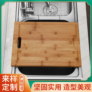 Bamboo Cutting Board Rectangle With Handle For Kitchen Chopping <b>Blocks</b> - Product Image 5