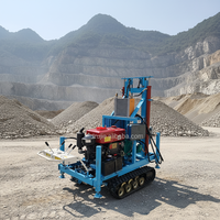 Foreuse rotative diesel pour puits d'eau, profondeur max. 200 m, pompe à boue, mini-machine de forage autotractée