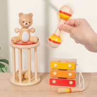 Natural Wood Orff Instrument Set 12-Piece Percussion Set for Early Childhood Music Education and Sensory Play