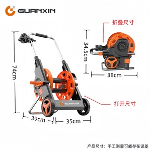 Chariot enrouleur de tuyau pliable en plastique orange, manuel, pour le lavage de voitures et l'utilisation en jardin - Product Image 5