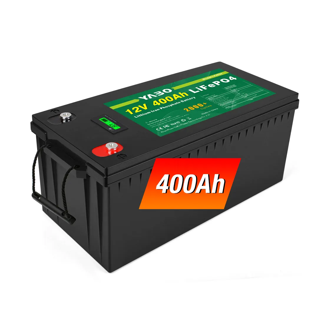 YABO LFP Solar Battery Pack Rechargeable Deep Cycle BMS 12.8V 200Ah 300Ah 400Ah Lithium Ion Energy Storage Battery LiFePO4 12V