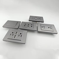 BAOBEN 4*2 PC Panneau gris Prise murale standard Brésil avec double USB Type C et interrupteur, prise Suisse
