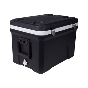Glacière isotherme de 45 <span class=keywords><strong>L</strong></span> grande capacité pour camping et pique-nique en extérieur avec poignée latérale, robinet de vidange et compartiment pour gobelets - Product Image 1