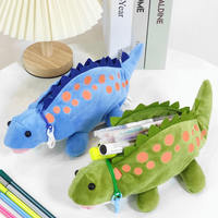 Boîte scolaire personnalisée de grande capacité, étui en peluche en forme de dinosaure, sac à maquillage en forme d'animal sans rembourrage