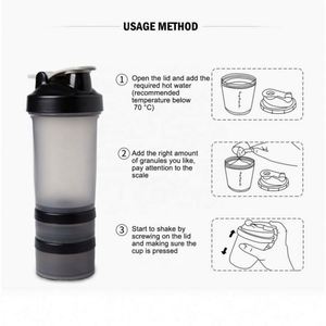 Best Selling 500ml Eco-friendly Plastic <b>Shaker</b> Customized Logo Protein <b>Shaker</b> With Protein Powder Storage Boxes - Product Image 5