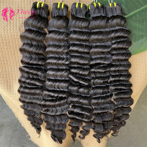 12A级未加工印度寺庙人发100% 天然原始角质层对齐松散深波束 - Product Image 4