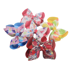 Fiocchi per capelli in nastro grosgrain e fermagli per capelli a forma di limone per ragazze - Accessori per bambini da 6 pollici - Product Image 1