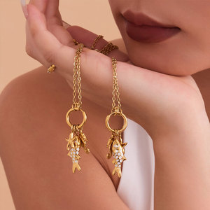 Collares de Moda Hawaiana de Verano, Joyería de Acero Inoxidable 316L, Collar de Pez Marino Chapado en Oro PVD de 14k y 18k para Mujer - Product Image 4