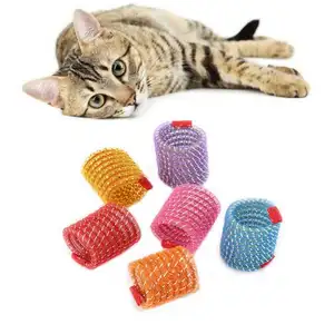 Wholesale Pet cat toys colorful cat spring toy wire tube elastic spring popping mouse cat toy