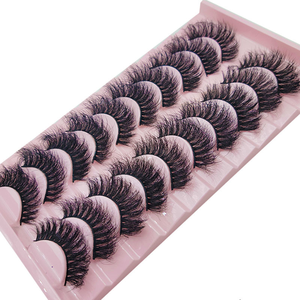 Lot de 10 paires de cils en faux vison moelleux de qualité supérieure, cils en vison complets pour le maquillage, vente en gros - Product Image 4