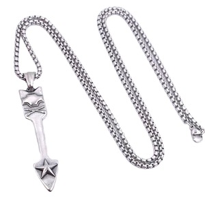 Pendentif flèche en acier inoxydable avec motif étoile, collier unisexe, cadeau pour hommes et femmes 2160112 - Product Image 5
