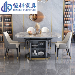 <b>Dining</b> <b>Table</b> <b>Round</b> Extendable Marble Top Modern Minimalist Luxury Design For <b>Dining</b> Room - Product Image 2