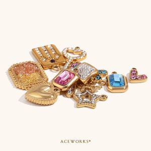 ไอคอนประกาย CZ |   จี้ห้อยประดับเพชรซิร์คอน ทำจากสแตนเลสสตีลชุบทอง 18K PVD สำหรับทำเครื่องประดับ |   กันน้ำและป้องกันการแพ้ - Product Image 4